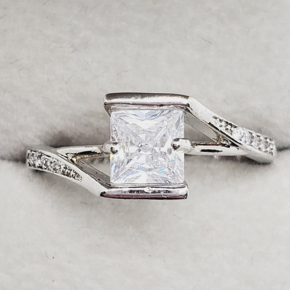 Princess Cut Solitaire Bypass Ring